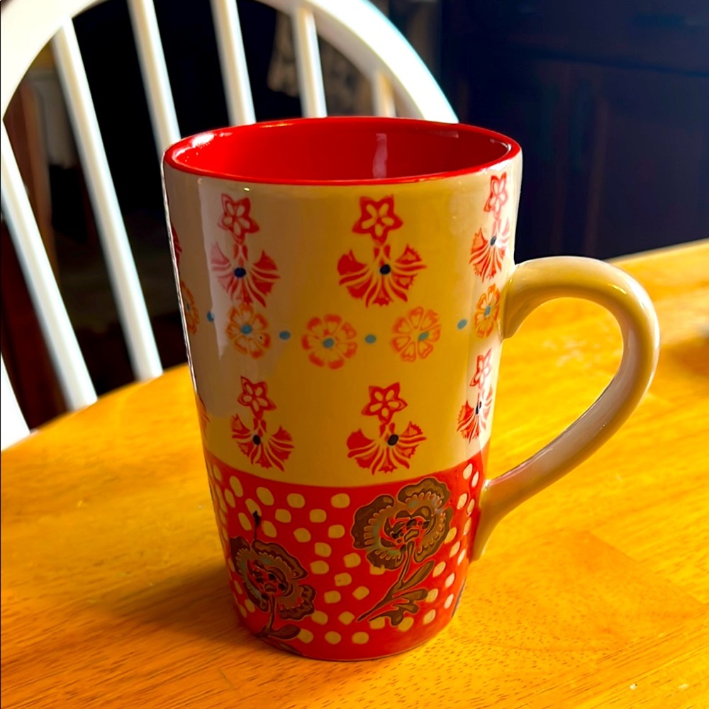 Floral Red and Cream Mug
